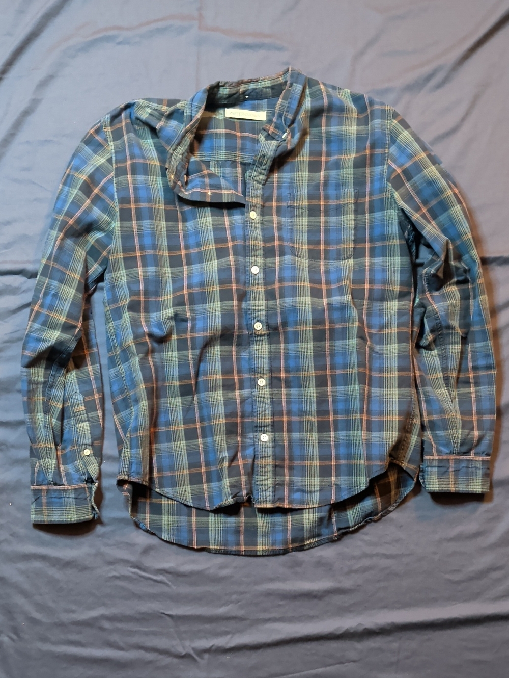 Outerknown Men's Blue Plaid Button-Down Shirt